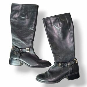 RALPH LAUREN Marion Black Leather Tall Knee High Equestrian Riding Boots 9
